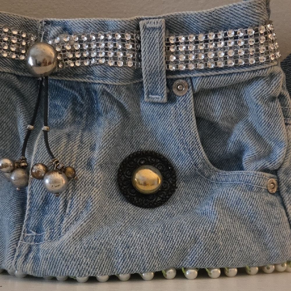 Denim Handbag with Embellishments - Picture 3 of 10